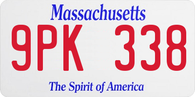 MA license plate 9PK338