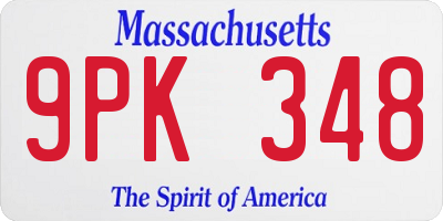 MA license plate 9PK348