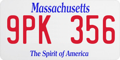 MA license plate 9PK356