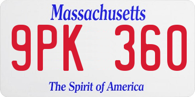 MA license plate 9PK360