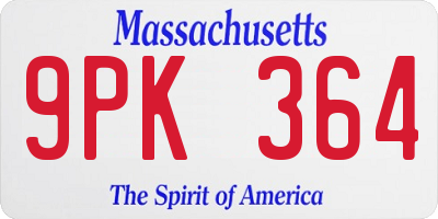 MA license plate 9PK364