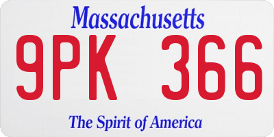 MA license plate 9PK366
