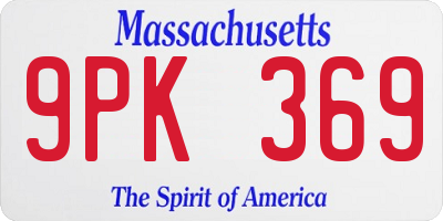 MA license plate 9PK369