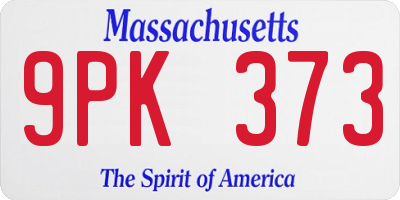 MA license plate 9PK373
