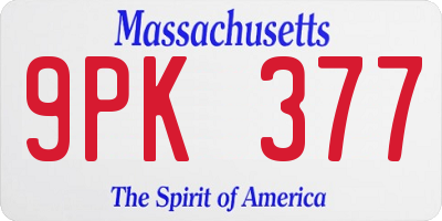 MA license plate 9PK377