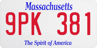 MA license plate 9PK381