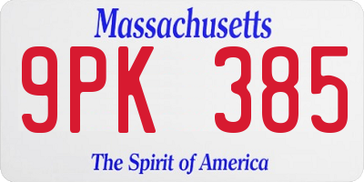 MA license plate 9PK385