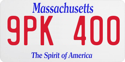 MA license plate 9PK400
