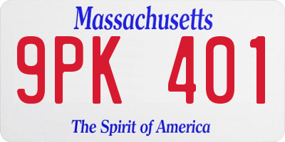 MA license plate 9PK401