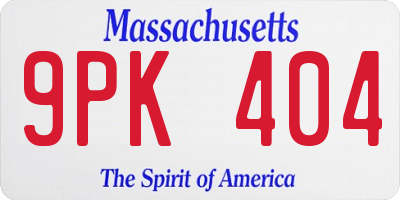 MA license plate 9PK404