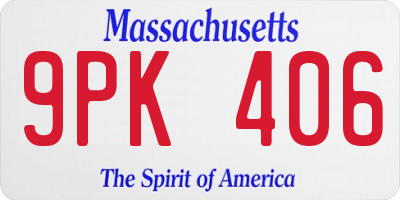 MA license plate 9PK406
