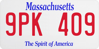 MA license plate 9PK409