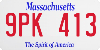 MA license plate 9PK413