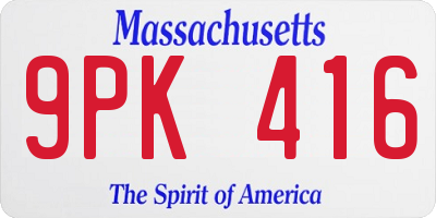 MA license plate 9PK416