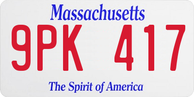 MA license plate 9PK417