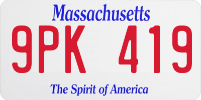 MA license plate 9PK419