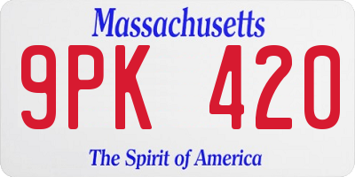 MA license plate 9PK420