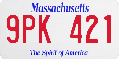 MA license plate 9PK421