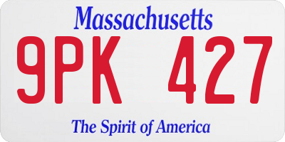 MA license plate 9PK427