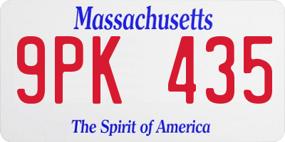 MA license plate 9PK435