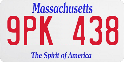 MA license plate 9PK438