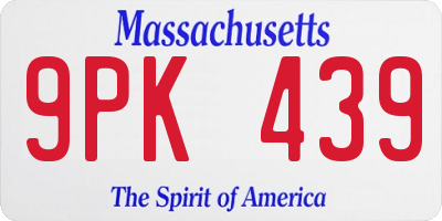 MA license plate 9PK439