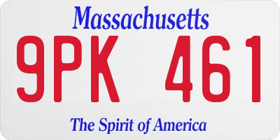 MA license plate 9PK461