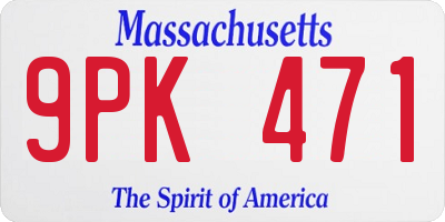 MA license plate 9PK471