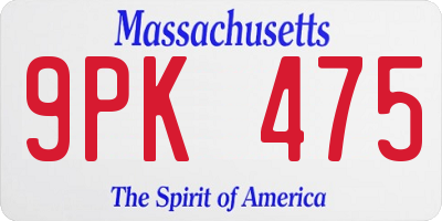 MA license plate 9PK475