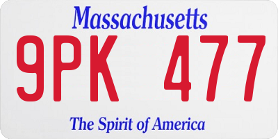 MA license plate 9PK477