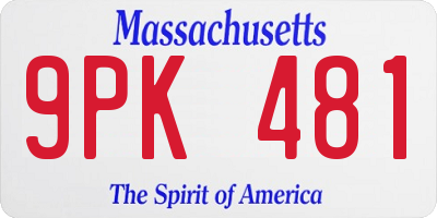 MA license plate 9PK481