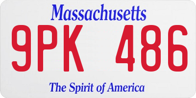 MA license plate 9PK486