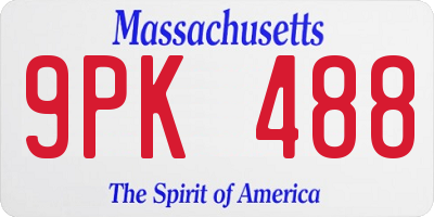 MA license plate 9PK488