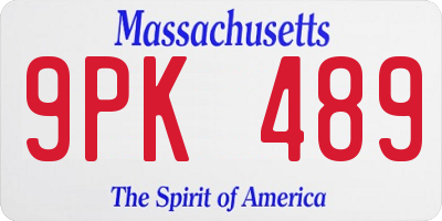 MA license plate 9PK489