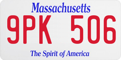 MA license plate 9PK506