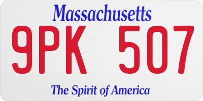 MA license plate 9PK507
