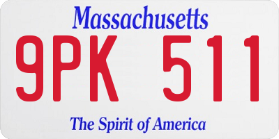 MA license plate 9PK511