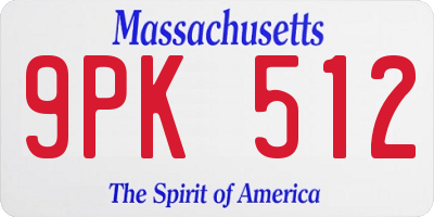 MA license plate 9PK512