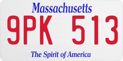MA license plate 9PK513