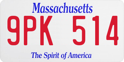 MA license plate 9PK514