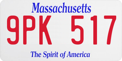 MA license plate 9PK517