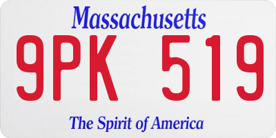 MA license plate 9PK519