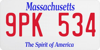 MA license plate 9PK534