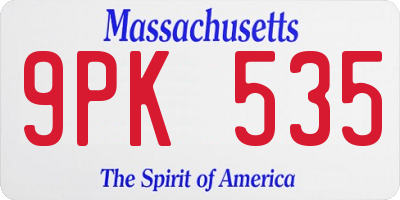 MA license plate 9PK535