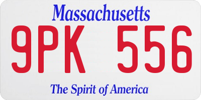 MA license plate 9PK556