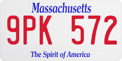MA license plate 9PK572