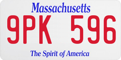 MA license plate 9PK596