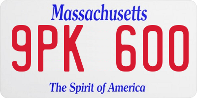 MA license plate 9PK600