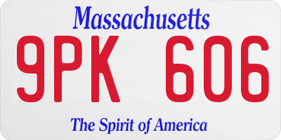 MA license plate 9PK606