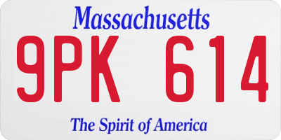 MA license plate 9PK614